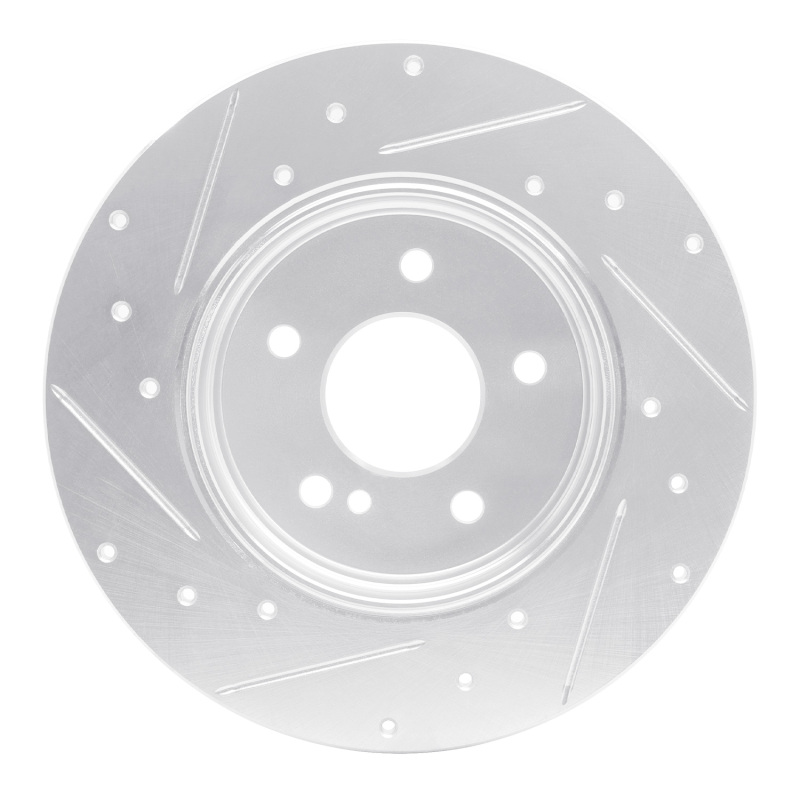 Mercedes-Benz C240 Brake Rotor (1) - Rear Right - R1 Concepts - Drilled & Slotted - Silver - `94-`11